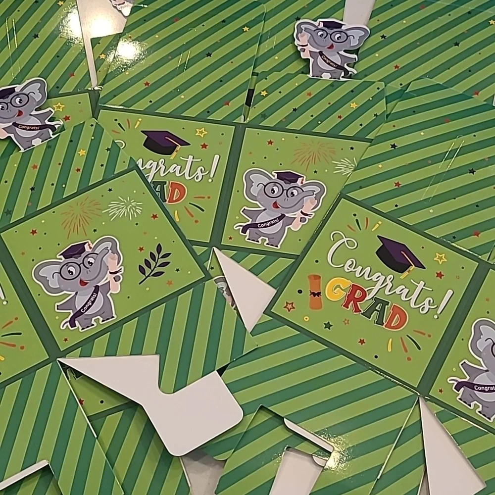8 Graduation Party Favor Boxes - Green NEW!